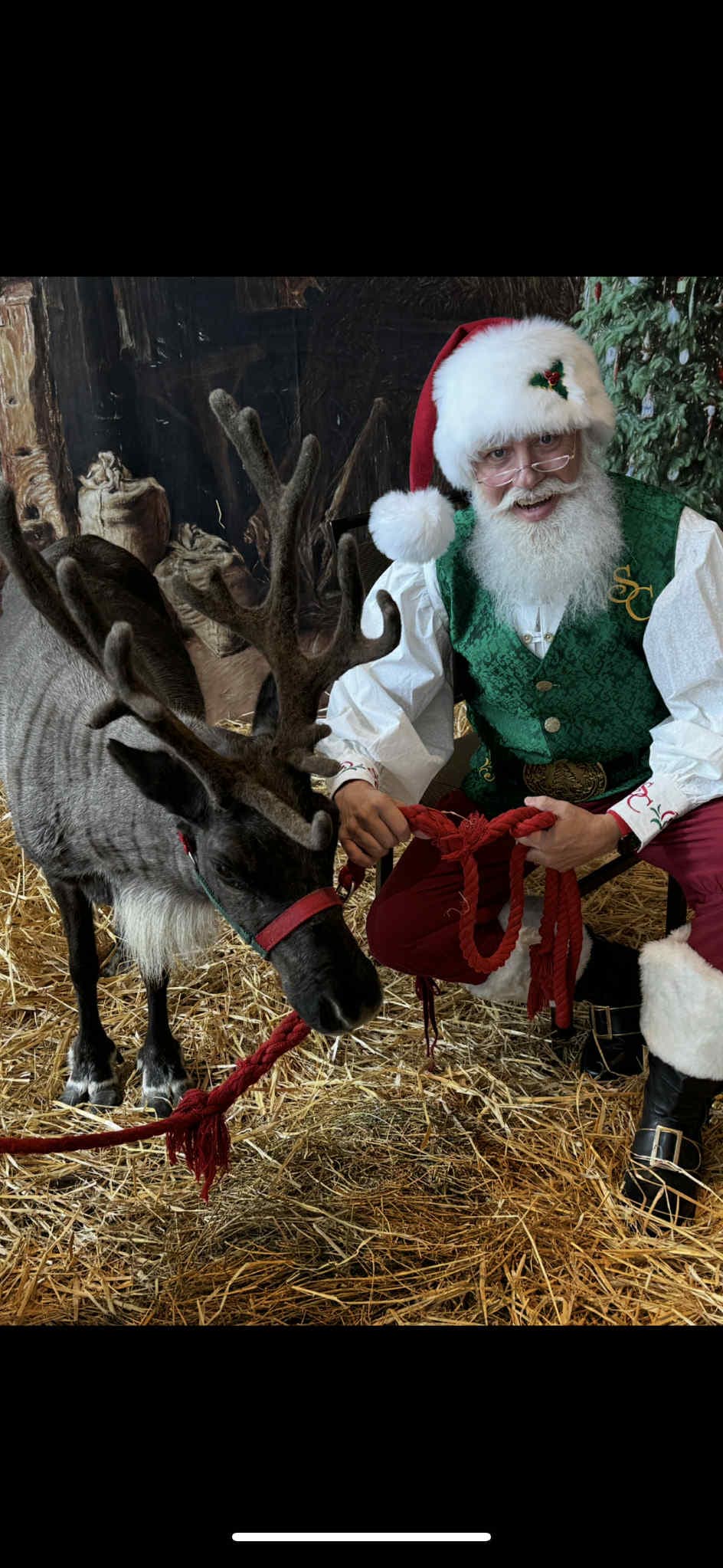 Santa For Hire in the Adirondacks. Visiting with the reindeer!